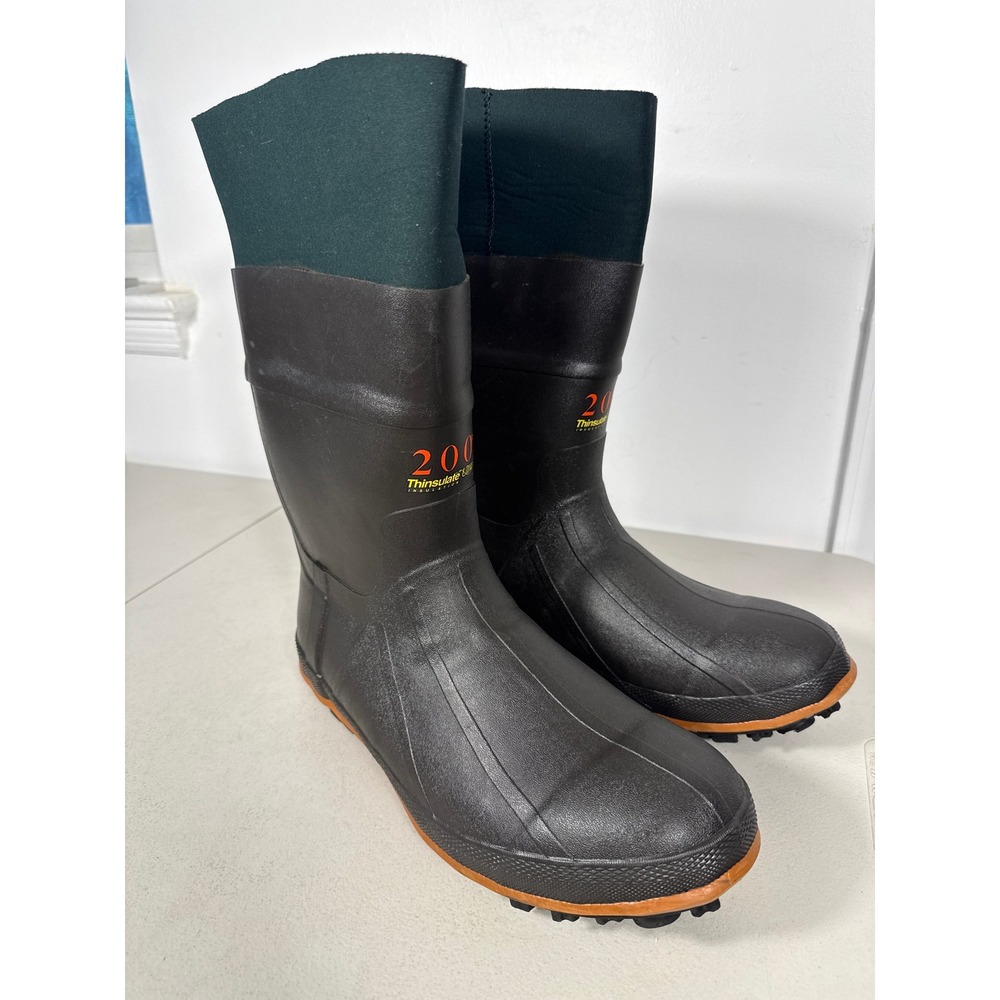 Mens Insulated Rubber Hunting Boots 200g Thinsulate Ultra Steel Shank Size 12